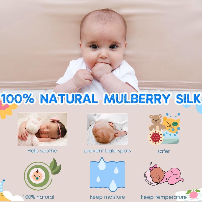 PROMEED 100% Mulberry Silk Crib Sleeve for Baby Hairloss and Bald Spot, Oeko-TEX Certified 23 Momme Silk Giraff Nursery Bedding Sheets for Bassinets/Cradles/Cots/Cribs (Green Giraff) - Image 2